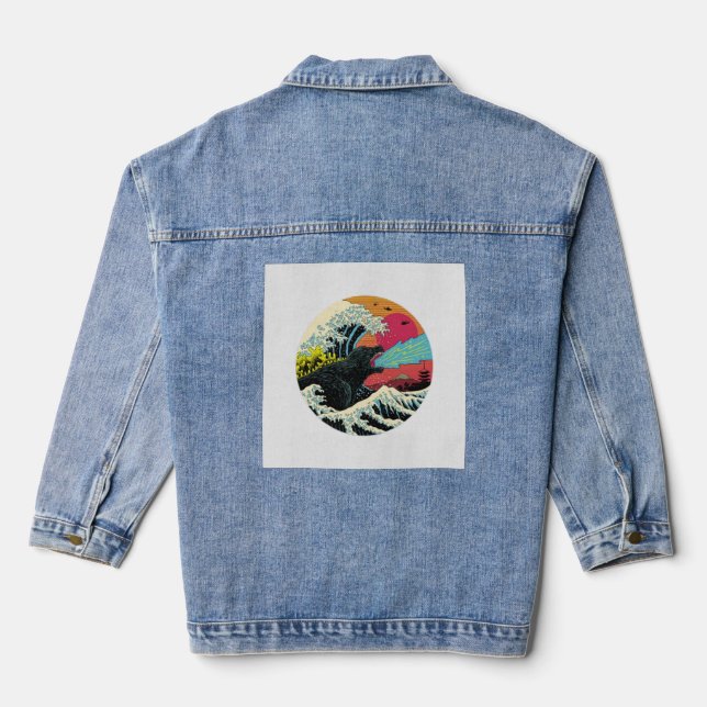 Kaiju Waves Design  Denim Jacket (Back)