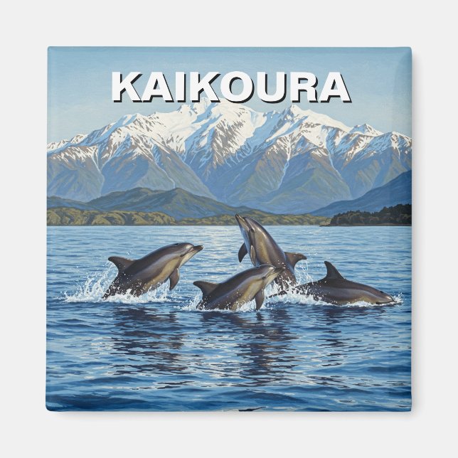 Kaikoura New Zealand Dolphins Travel Magnet (Front)
