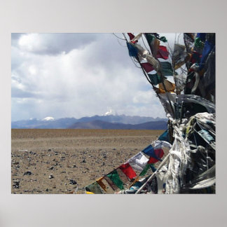 Kailash First View Prayerflags in Foreground Poster