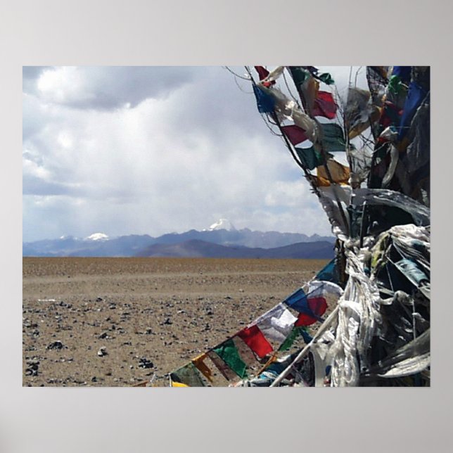 Kailash First View Prayerflags in Foreground Poster (Front)
