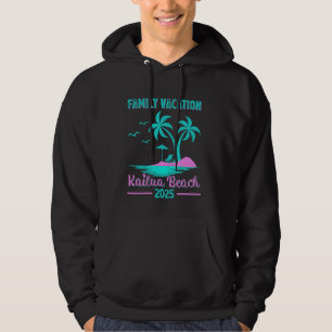 Kailua Beach Hawaii Family Vacation 2025 Palm Tree Hoodie