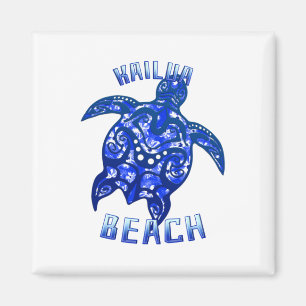 Kailua Beach Hawaii Vacation Tribal Turtle Magnet