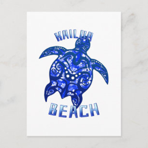 Kailua Beach Hawaii Vacation Tribal Turtle Postcard