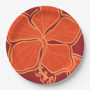 Kailua Hibiscus Hawaiian Engineered Floral Paper Plate