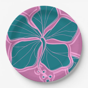 Kailua Hibiscus Hawaiian Engineered Floral Paper Plate