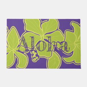 Kailua Hibiscus Hawaiian Floral Aloha Violet Doormat