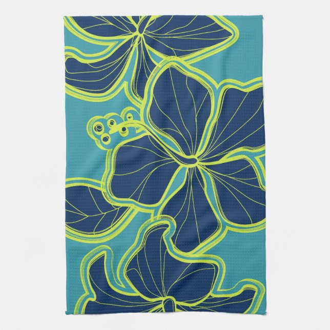 Kailua Hibiscus Hawaiian Kitchen Towel (Vertical)