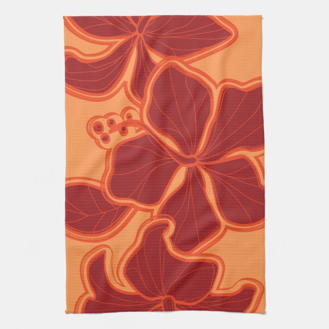Kailua Hibiscus Hawaiian Kitchen Towel (Vertical)