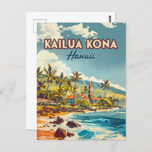 Kailua Kona Hawaii Big Island Beach Vintage Postcard