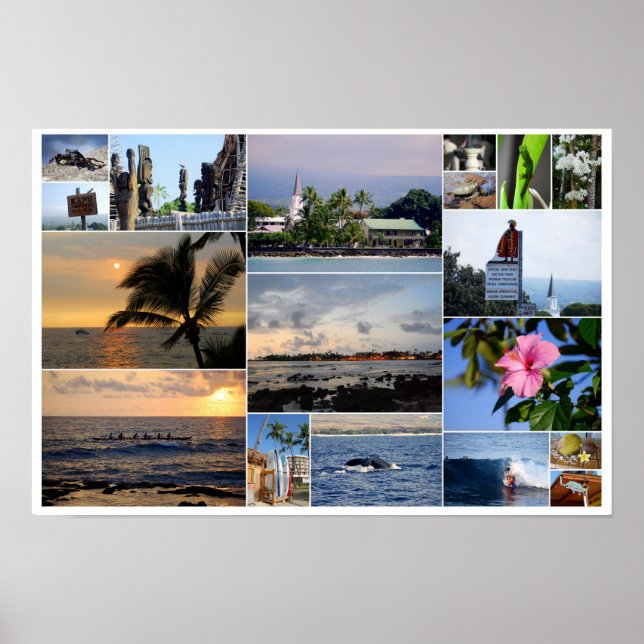 Kailua-Kona Hawaii Collage 18 x 12 Poster (Front)