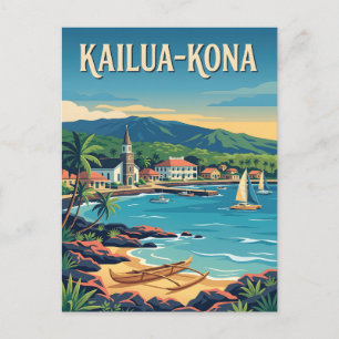 Kailua-Kona Hawaii Harbour Retro Vintage Poster Postcard