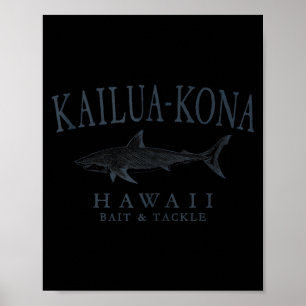 Kailua - kona hawaii shark retro slate art fishing poster