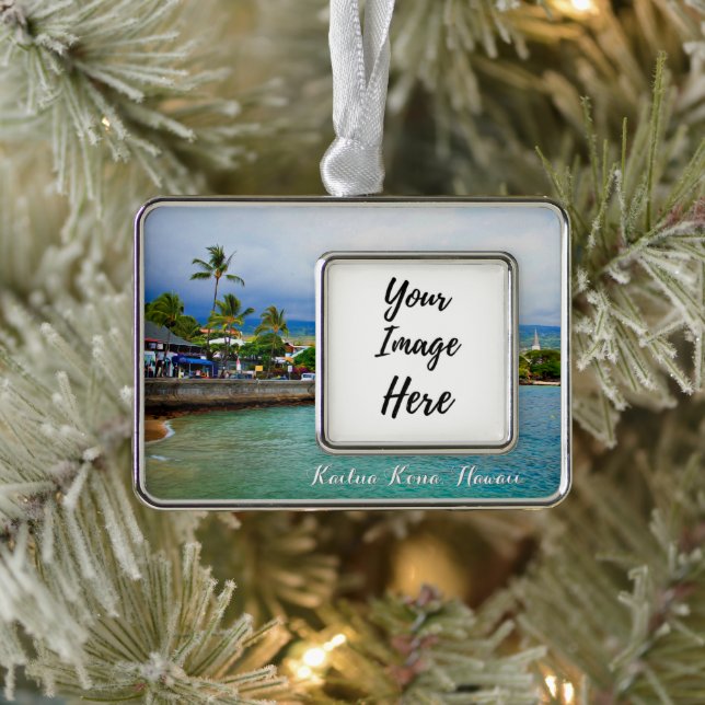 Kailua Kona Pier, Hawaii Island Photography Silver Plated Framed Ornament (Tree)