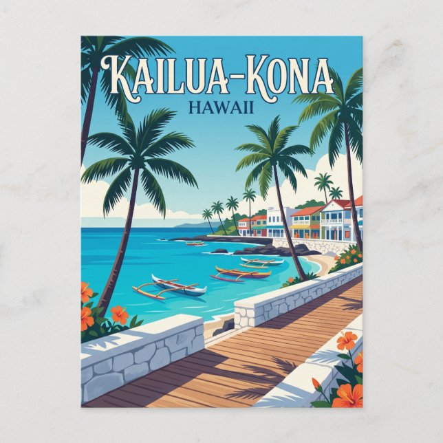 Kailua-Kona Town Hawaii Postcard (Front)