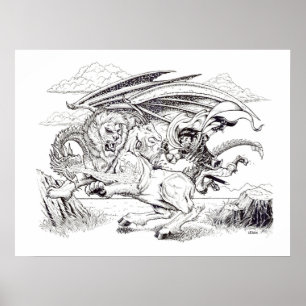 “Kaine and the Chimera” – Tracy Lesch illustration Poster