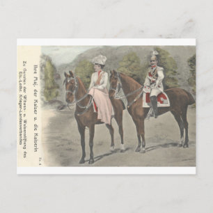 Kaiser Wilhelm II & empress on horses #037SS Postcard