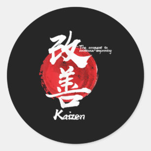 Kaizen Japanese Improving Concept Quote Calligraph Classic Round Sticker