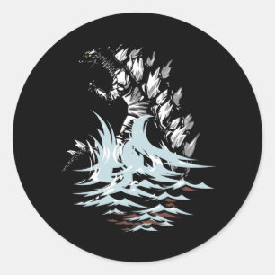 kajiu gojira king of the monsters japan classic round sticker