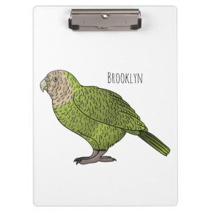 Kakapo bird cartoon illustration clipboard