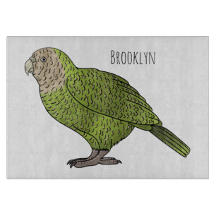 Kakapo bird cartoon illustration cutting board