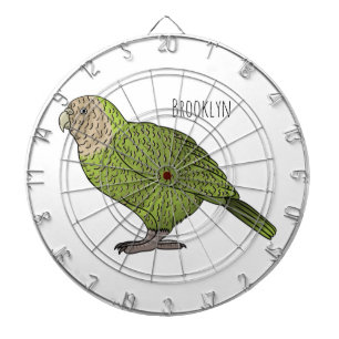 Kakapo bird cartoon illustration dartboard