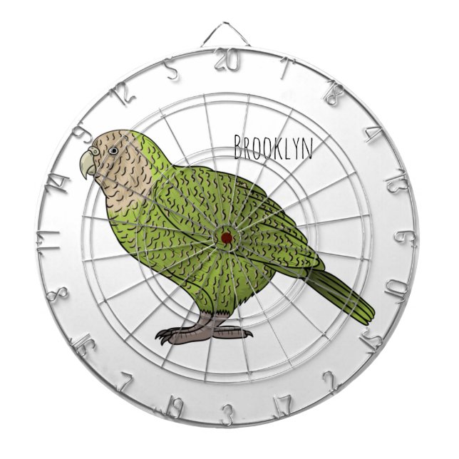 Kakapo bird cartoon illustration dartboard (Front)