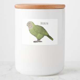 Kakapo bird cartoon illustration  food label