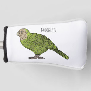 Kakapo bird cartoon illustration  golf head cover