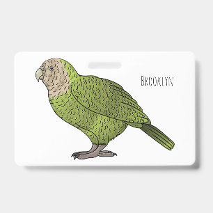 Kakapo bird cartoon illustration ID badge