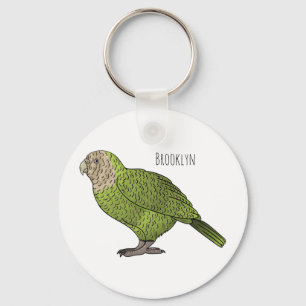 Kakapo bird cartoon illustration  key ring