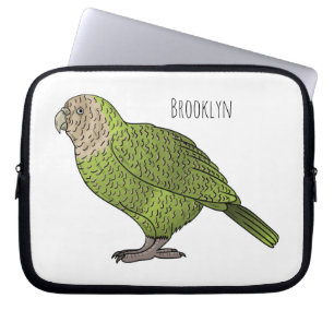Kakapo bird cartoon illustration laptop sleeve