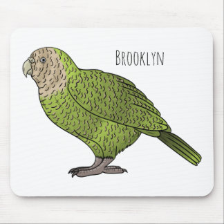 Kakapo bird cartoon illustration mouse pad
