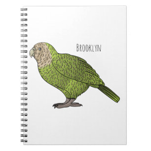 Kakapo bird cartoon illustration notebook