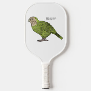 Kakapo bird cartoon illustration pickleball paddle