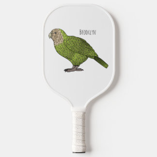 Kakapo bird cartoon illustration pickleball paddle