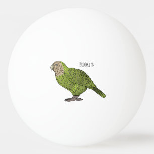 Kakapo bird cartoon illustration  ping pong ball