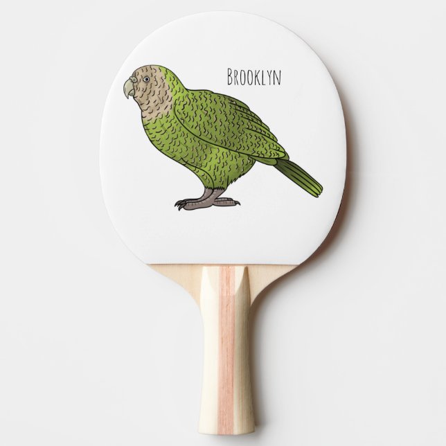 Kakapo bird cartoon illustration  ping pong paddle (Front)