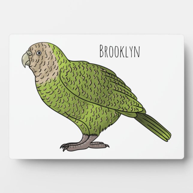 Kakapo bird cartoon illustration plaque (Front)