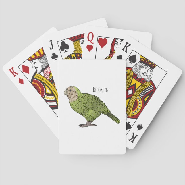 Kakapo bird cartoon illustration  playing cards (Back)