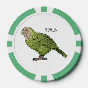 Kakapo bird cartoon illustration  poker chips