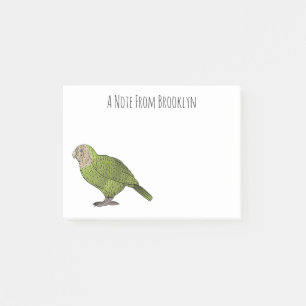Kakapo bird cartoon illustration  post-it notes