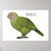 Kakapo bird cartoon illustration