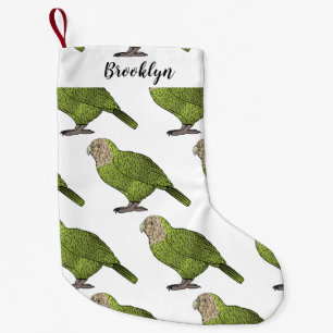 Kakapo bird cartoon illustration small christmas stocking