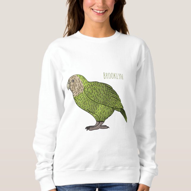 Kakapo bird cartoon illustration sweatshirt (Front)