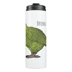 Kakapo bird cartoon illustration thermal tumbler