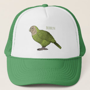 Kakapo bird cartoon illustration  trucker hat