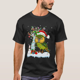 Kakapo Bird Xmas Lighting Tree Santa Hat Kakapo Ch T-Shirt