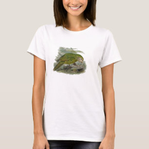 Kakapo Green Owl Parrot, Rare Bird Illustration T-Shirt
