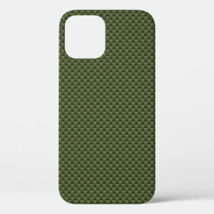 Kaki Green Carbon Fibre Background Print iPhone 12 Case