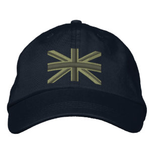 Kaki Union Jack Flag England Swag Embroidery Embroidered Hat